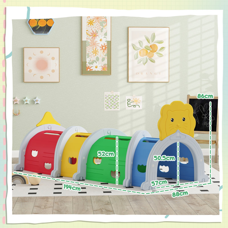 Abaigael Isabelle & Max Kids Play Tunnel for Crawling, Climbing, Green/Blue/Red