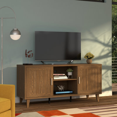 60 Inch Tv Storage Stand With Classic Walnut Finish, For Tvs Up To 65", And Laminate 60" For Up 65" Tvs, Crafted
