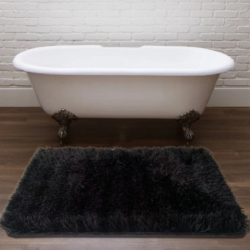 Annagreth Polyester Blend Bath Rug, Black, 20"W x 32"L