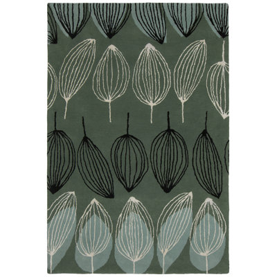 Tapis en laine touffeté à la main Jessica Swift Bleu / Blanc / Noir