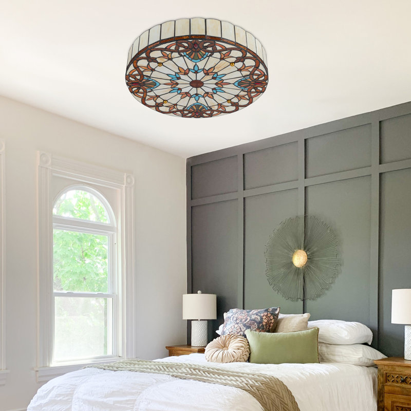 19.68" Ceiling Light with Vintage Colored Glass Shade