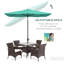Parasol de patio rectangulaire de 6,5 pi x 10 pi, protégé, manivelle simple et inclinable, parasol bleu sarcelle pour patio, housse de protection, inclinaison réglable facile,