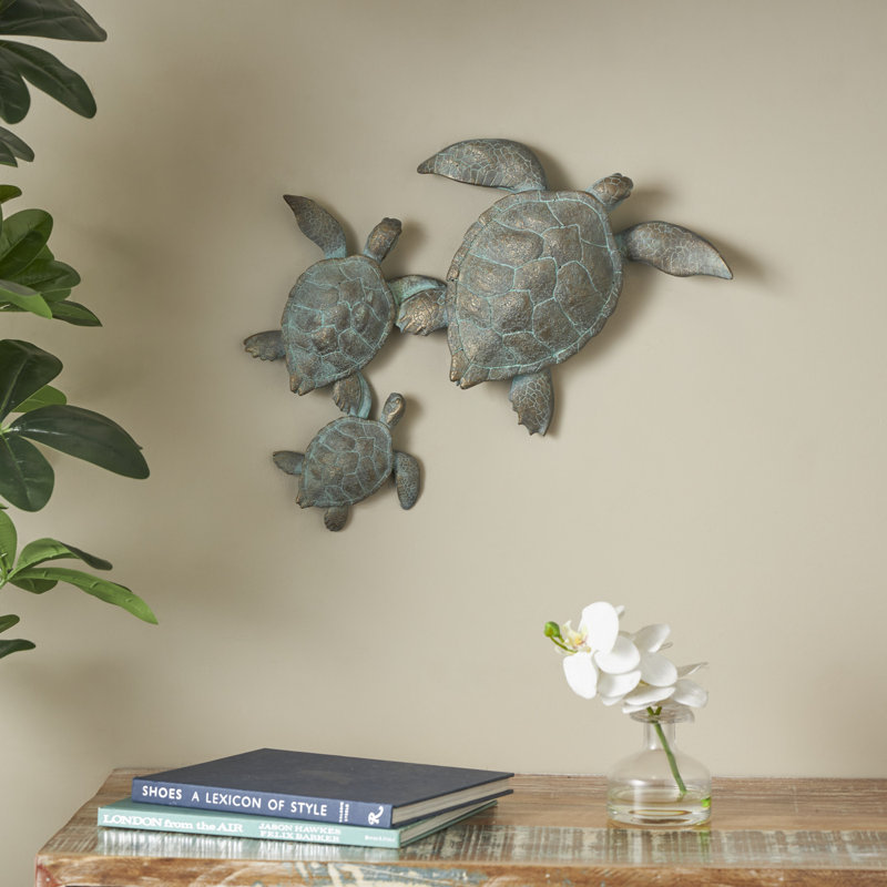 Décoration murale bleu tortue patinée Bilbania