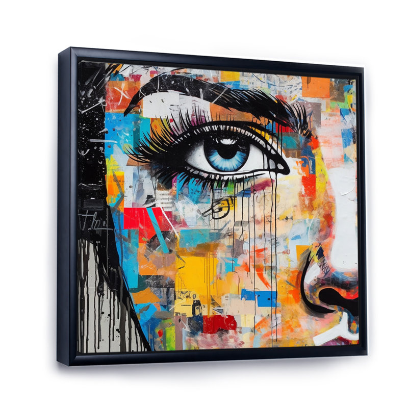 Art féminin, Portrait I - mode, art sur toile, Cadre flottant noir, H 24 po x l 24 po x P 1 po