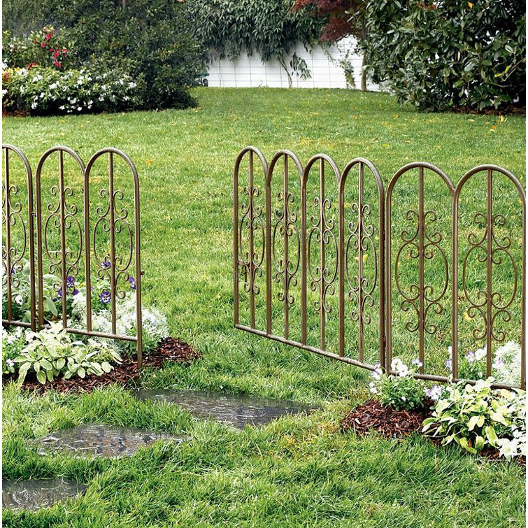 Plow & Hearth Montebello Iron Gunmetal Garden Fencing with Ground