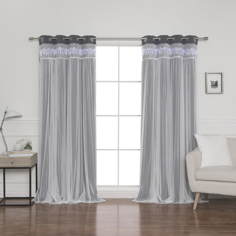 Loar Room Darkening Thermal Curtain Panels, Dark Gray, 52" W x 84" L