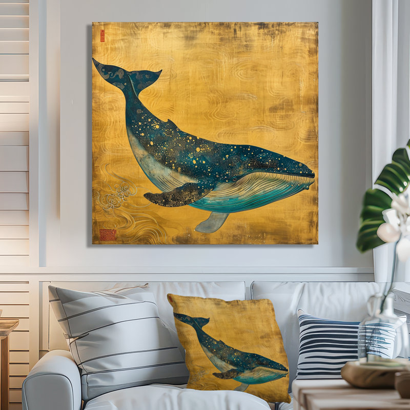 Amyerra - baleine, art mural, Pas de métal encadré, 16" H x 16" W x 1" D