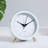 Alarm Clock With Backlight, 4.5 Inches Bedside Analogue Non-Ticking Silent Small Desk Clock With Arabic Numerals, Battery Operated Round Table Clock(White-S)