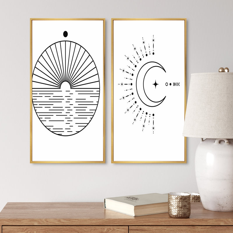 «Retro Abstract Minimal Colorful Esoteric Design I», ensemble de 2 reproductions, Toile tendue, H 20 po x l 24 po x P 1 po