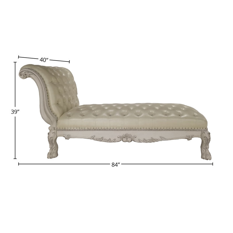 Chaise Dresden avec coussin, similicuir et finition blanc os, Beige