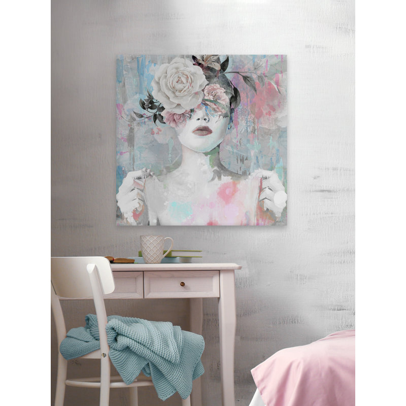 Dreaming With Flowers by Parvez Taj - Wrapped Canvas Painting, 20cm H x 20cm W