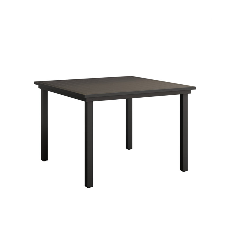Vida Outdoor Square Dining Table, Smoke Gray, Matte Black
