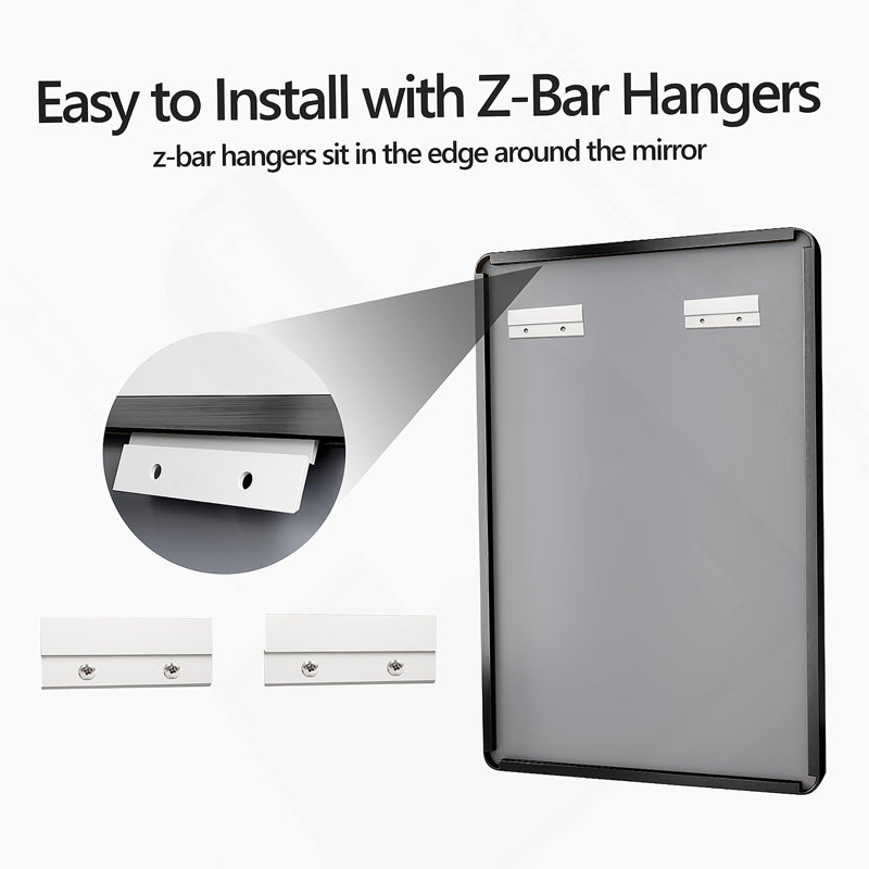 23X30 Inch Black Aluminium Frame Bathroom Mirror, Black, 30" x 23"