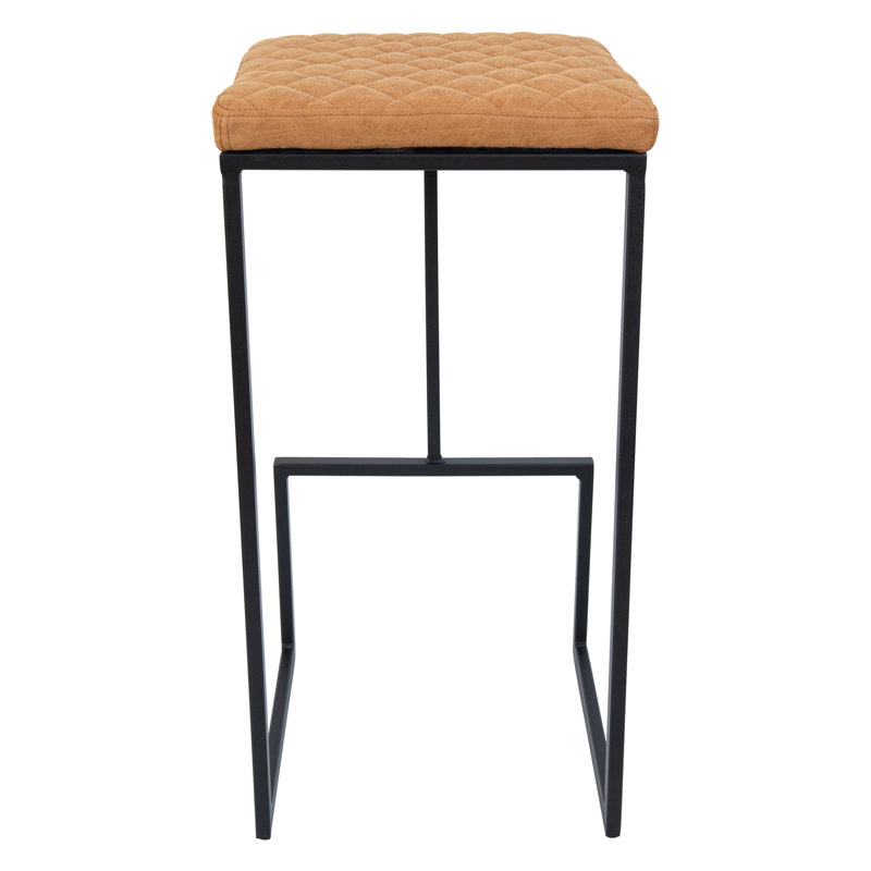 Quilted Leather Bar Stool – Modern Counter Stool, Upholstered Bar Chair with Metal Sled Base, Kitchen Island & Home Bar Seating