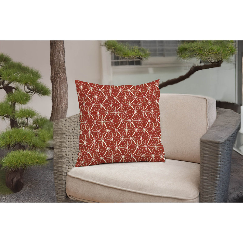 Coussin décoratif Asanoha Star, Brique d'argile, Carré 18 po