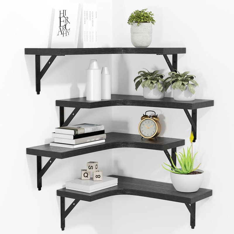Ensemble de 4 tablettes d'angle flottantes noires