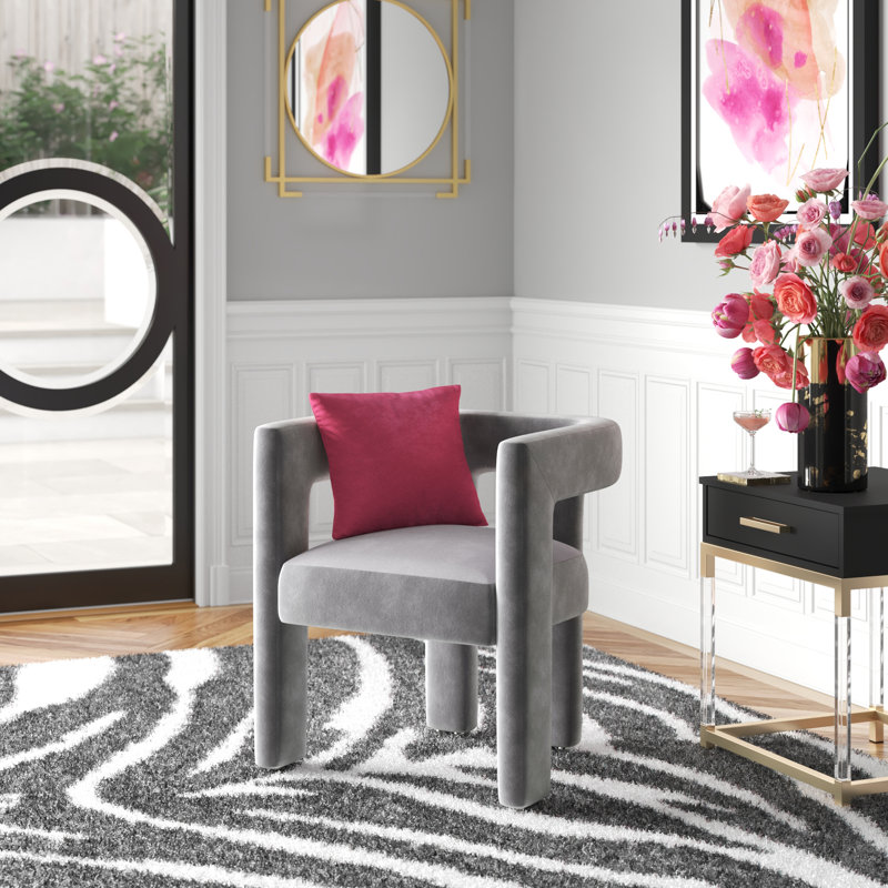 Chaise de salle à manger en velours 24,75 po Scott, Velours gris ardoise