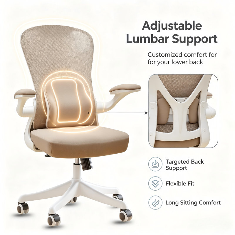 Task Chair, White/Khaki