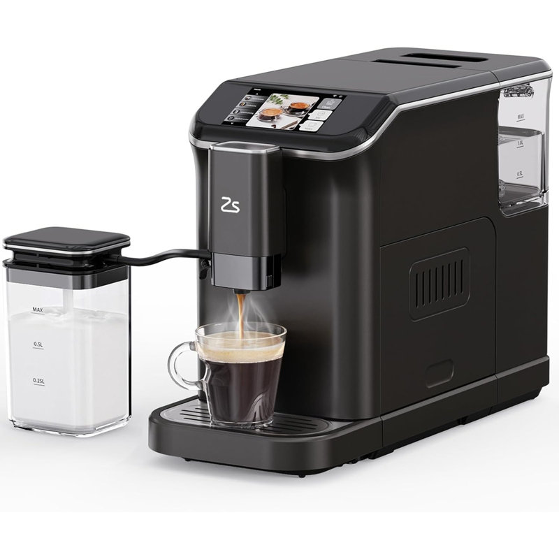 20 Bar Espresso Machine With Built-In Grinder, Double Boiler & LCD Touch Panel, Auto-Cleaning Quiet Coffee Maker for Home/Office Use, Beginner-Friendly Design