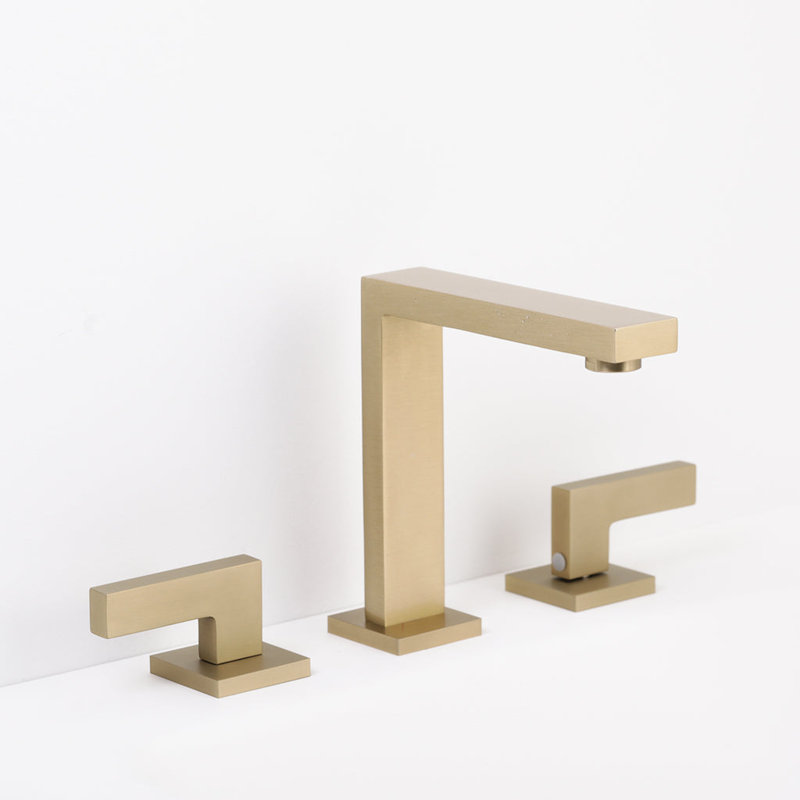 Devon Line Widespread 8" Bathroom Faucet + Universal Click-clack Drain – Brushed Nickel, Satin Brass