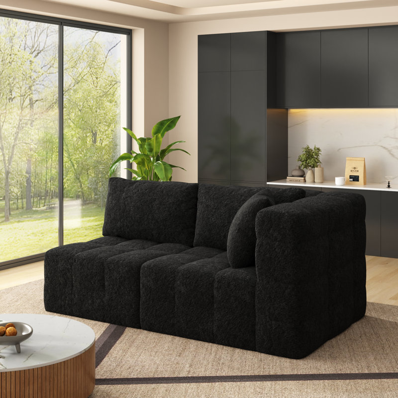 Canapé d'angle modulaire, canapé infonuagique haut de gamme en tissu capitonné avec ressorts ensachés et mousse haute densité, 5 coussins décoratifs inclus