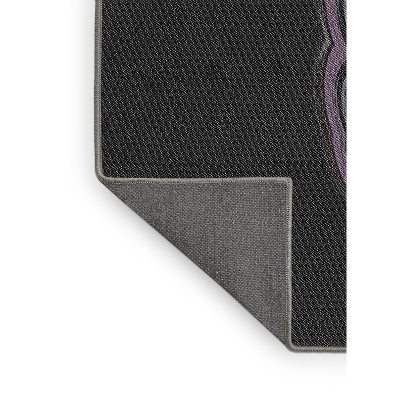 Tapis noir/mauve tissé à la machine, Rectangle 6 pi x 9 pi