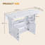 Table pliante multifonctionnelle avec tablettes et roulettes de rangement, table de salle à manger pliable de 47 pouces pour les petits espaces, bureau compact pour la cuisine, dortoir, bureau (blanc)