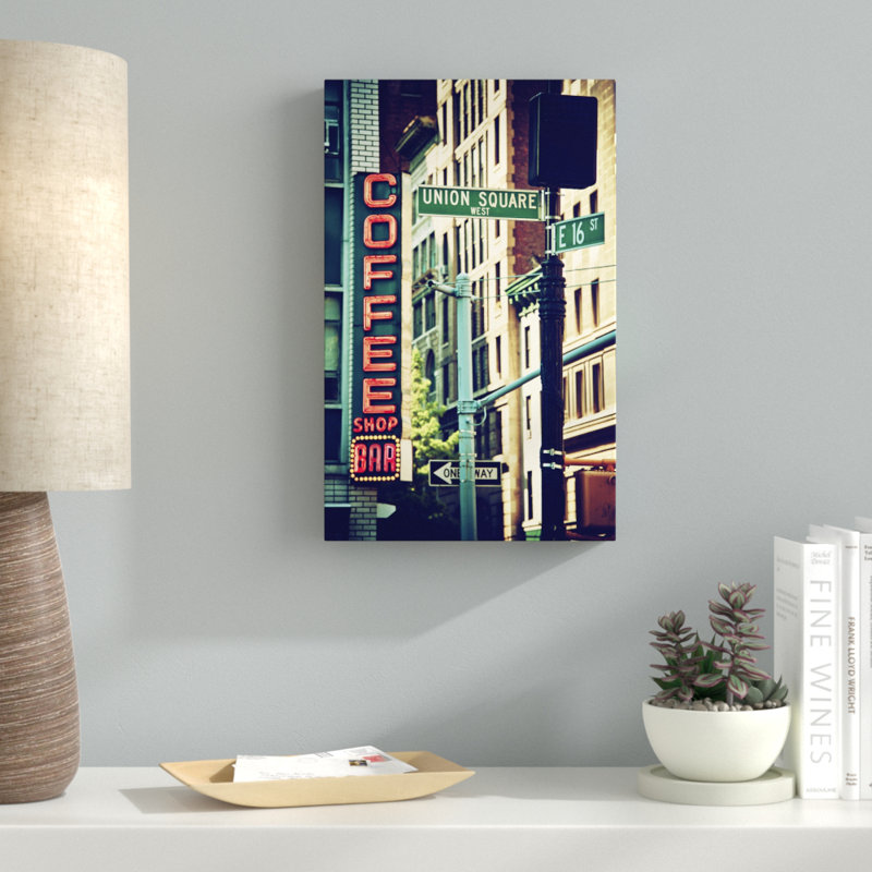 Bar café, reproduction de photo sur toile tendue, H 24 po x l 16 po x P 2 po