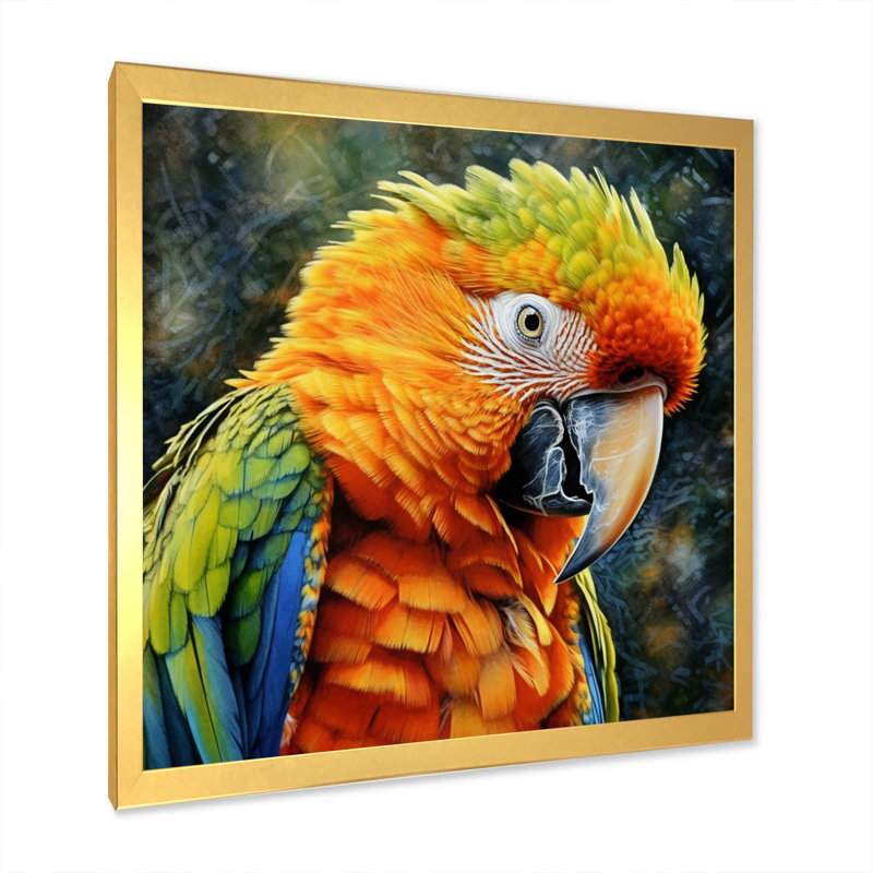 Perroquet tropical au paradis - impression, Cadre doré à une seule photo, H 24 po x l 24 po x P 1 po