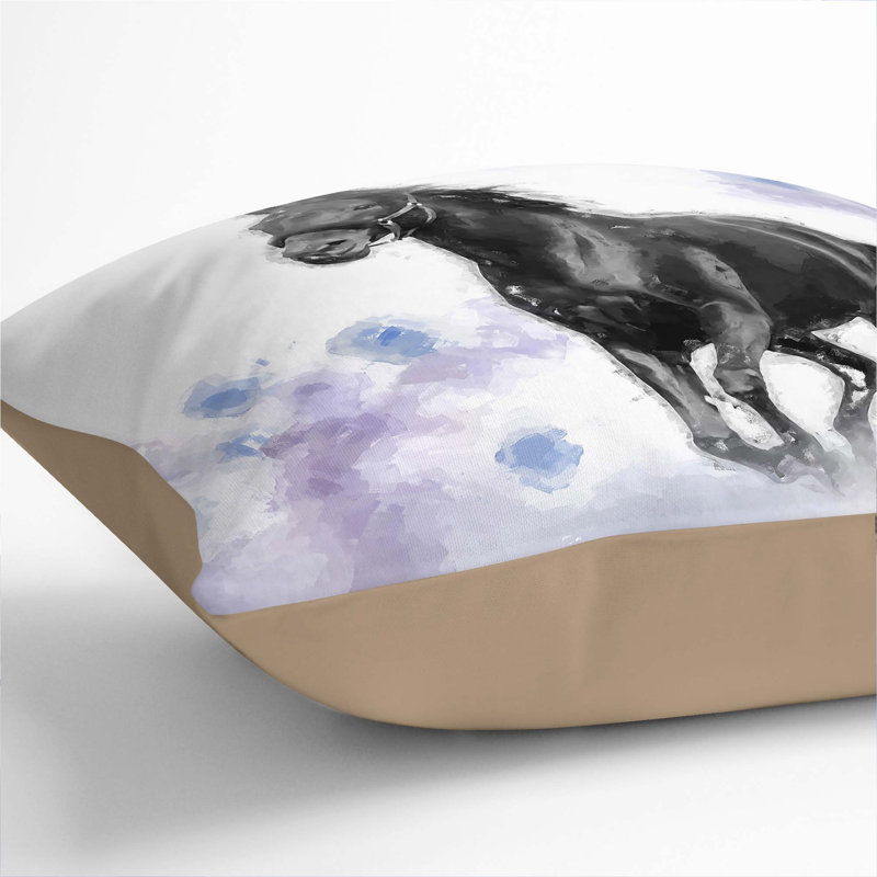 Wild Horse Cushion with Filling, Stone, 40cm H x 40cm W x 15cm D