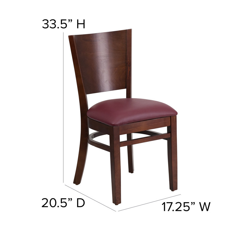 Kadircan Solid Back Wooden Restaurant Chair, Walnut/Burgundy