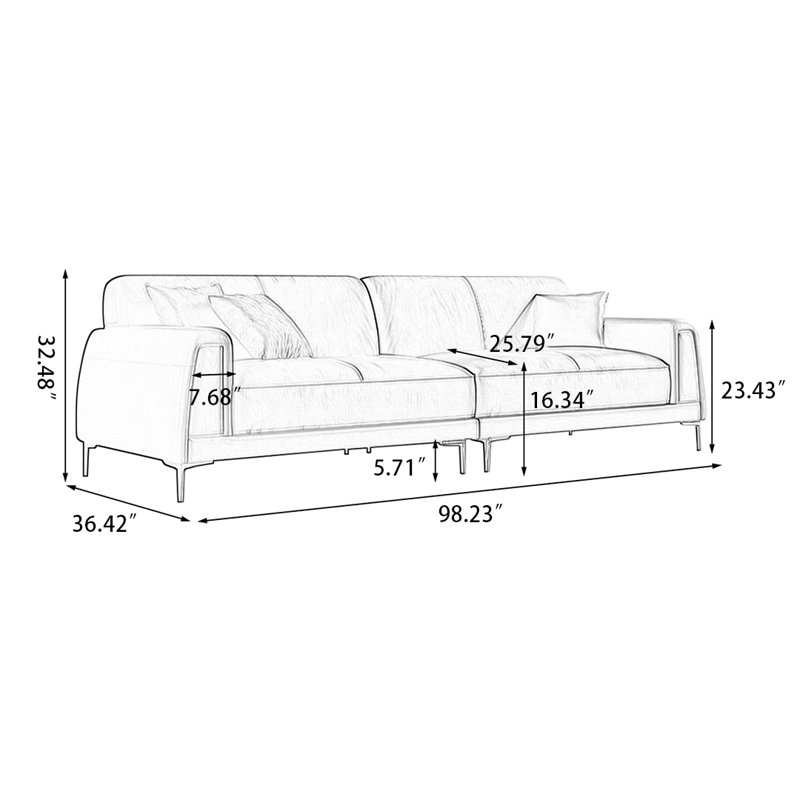 Gray Genuine Leather Modular Sofa