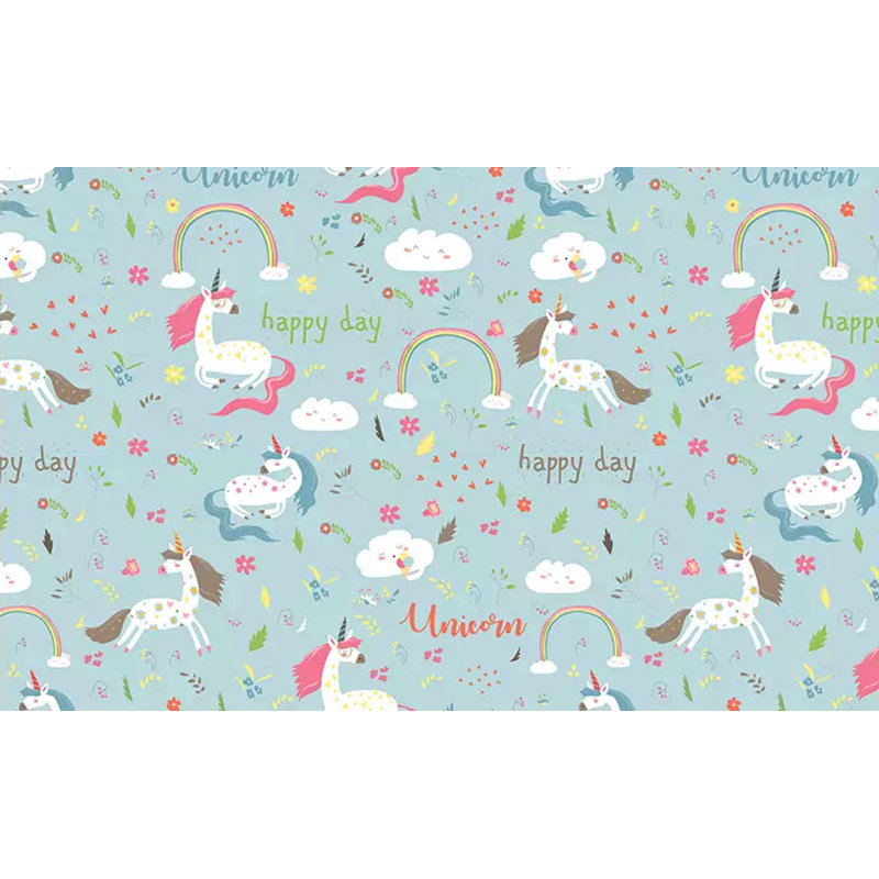 Caricature de licorne arc-en-ciel amovible pour enfants, L 105,96 po x l 187 po