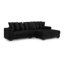 Canapé-lit rembourré en velours noir avec 3 options de sièges, conception convertible, siège confortable et durable, structure en bois franc, coussins amovibles-1529950040