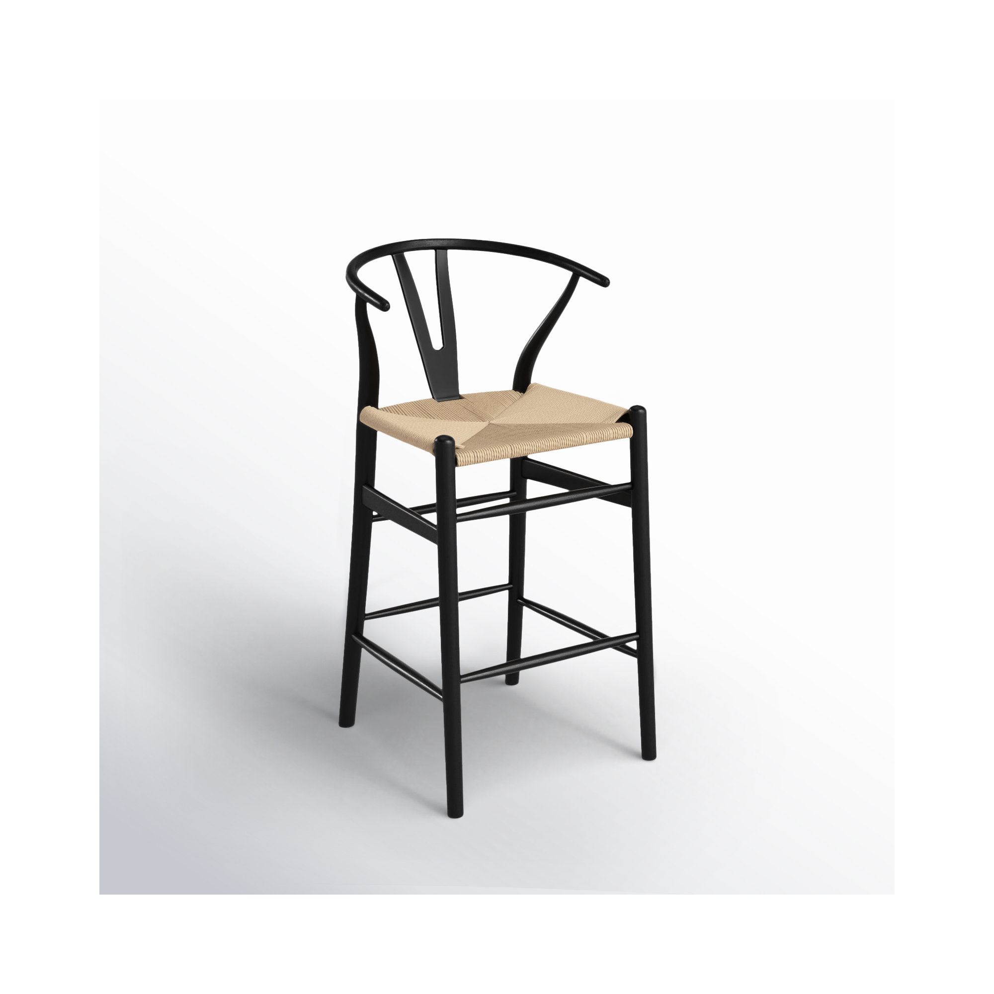 Fairbanks Solid Wood Bar/Counter Stool, Black, Counter Stool (26" Seat Height), Natural