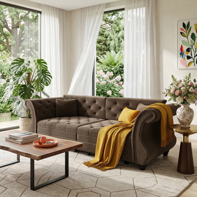 84" Chesterfield Queen Sleeper Sofa Bed