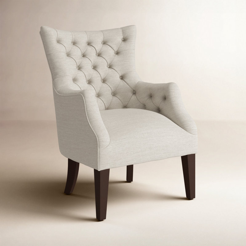 Fauteuil d'appoint à oreilles capitonné Hannah, Albâtre Kara