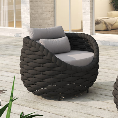 Jio Patio Fully Assembled 1 Person Altuminum Frame PVC-coated polyester Rope Outdoor Patio Chair with Cushions