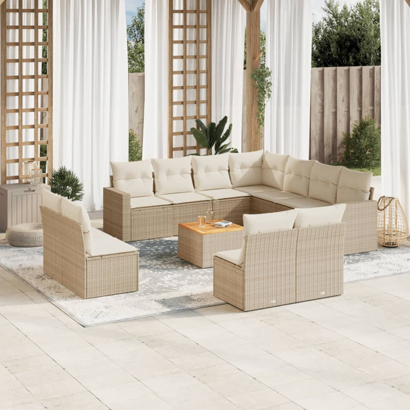  Ensemble de canapé de jardin beige