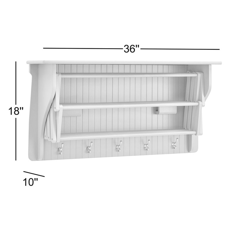 Collapsible Accordion Wall Mounted Drying Rack, White