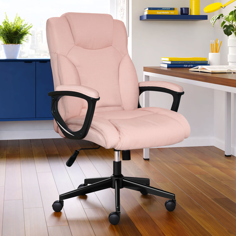 Harvard Pink High-Back Swivel Executive Office Chair with Fabric Upholstery