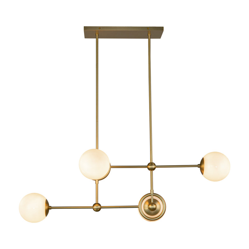 Lustre moderne 4 lumières 42 po Brantry, Or brossé