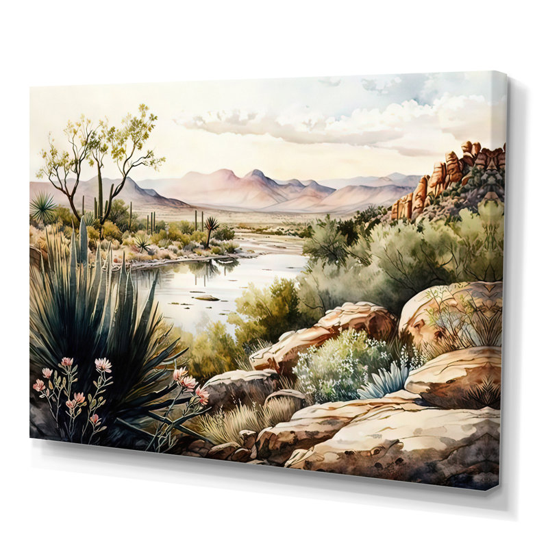 Arizona Desert Scenery IV - art mural occidental, Toile tendue, 28" H x 60" W