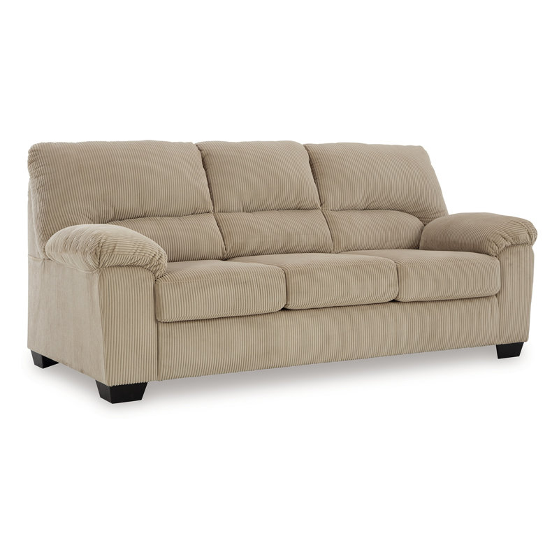 Canapé Simy de 83 po avec accoudoirs modernes moelleux, Mélange de polyester beige