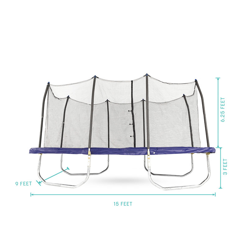 Skywalker Trampolines 15ft x 9ft Rectangle Trampoline with Enclosure – Blue