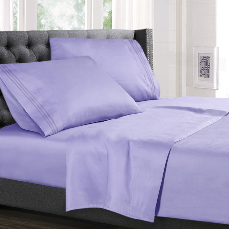 Microfiber Sheet Set, Lavender, Short Queen Sheet Set+Fitted Sheet+2 Pillowcases