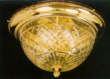 Dewar Glass Flush Mount, French Gold