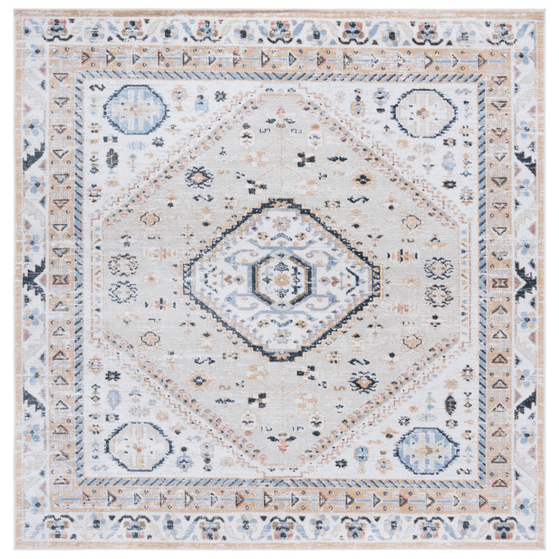 Washable Oriental Indoor Rug, Square 6'7"