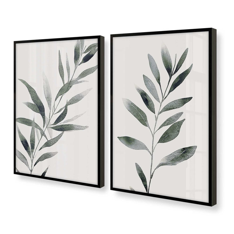 "Monicolore botanique (vert)" par Golden Glow Interiors 2 - Pièces sur papier, H 15 po x l 12 po, Noir satiné