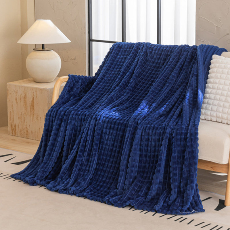 Kbndieu Imitation Fleece Blanket Double Layer Thickened Solid Colour Face Blanket Office Nap Blanket, Blue